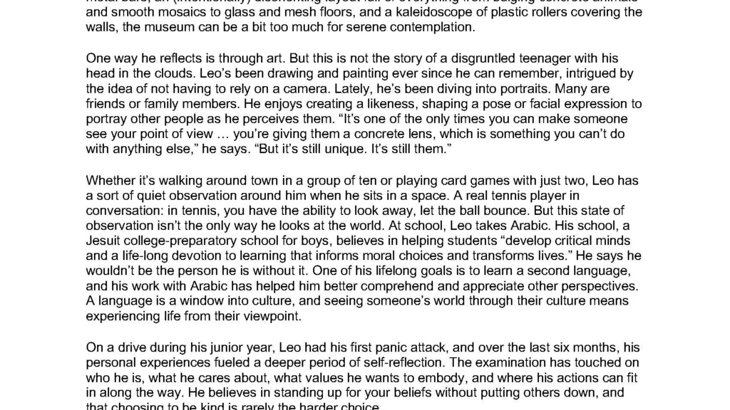 Personal Profile Intro Writing abt Leo H. by Jade R. 