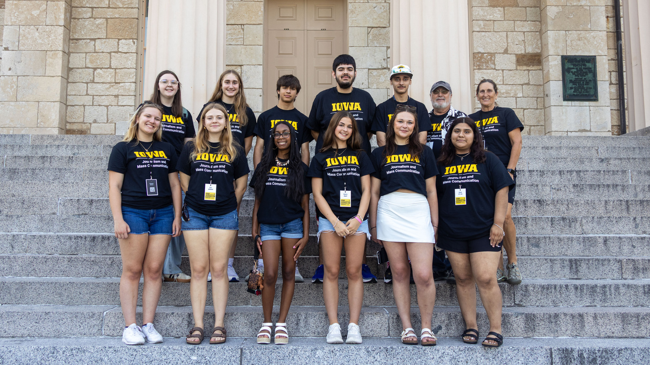 broadcast students posing for a group photo